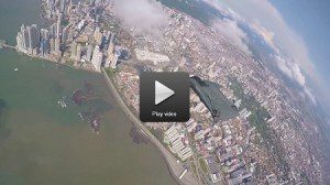 Jumping off a Helicopter & Flying in a Wingsuit through Panama City (video)